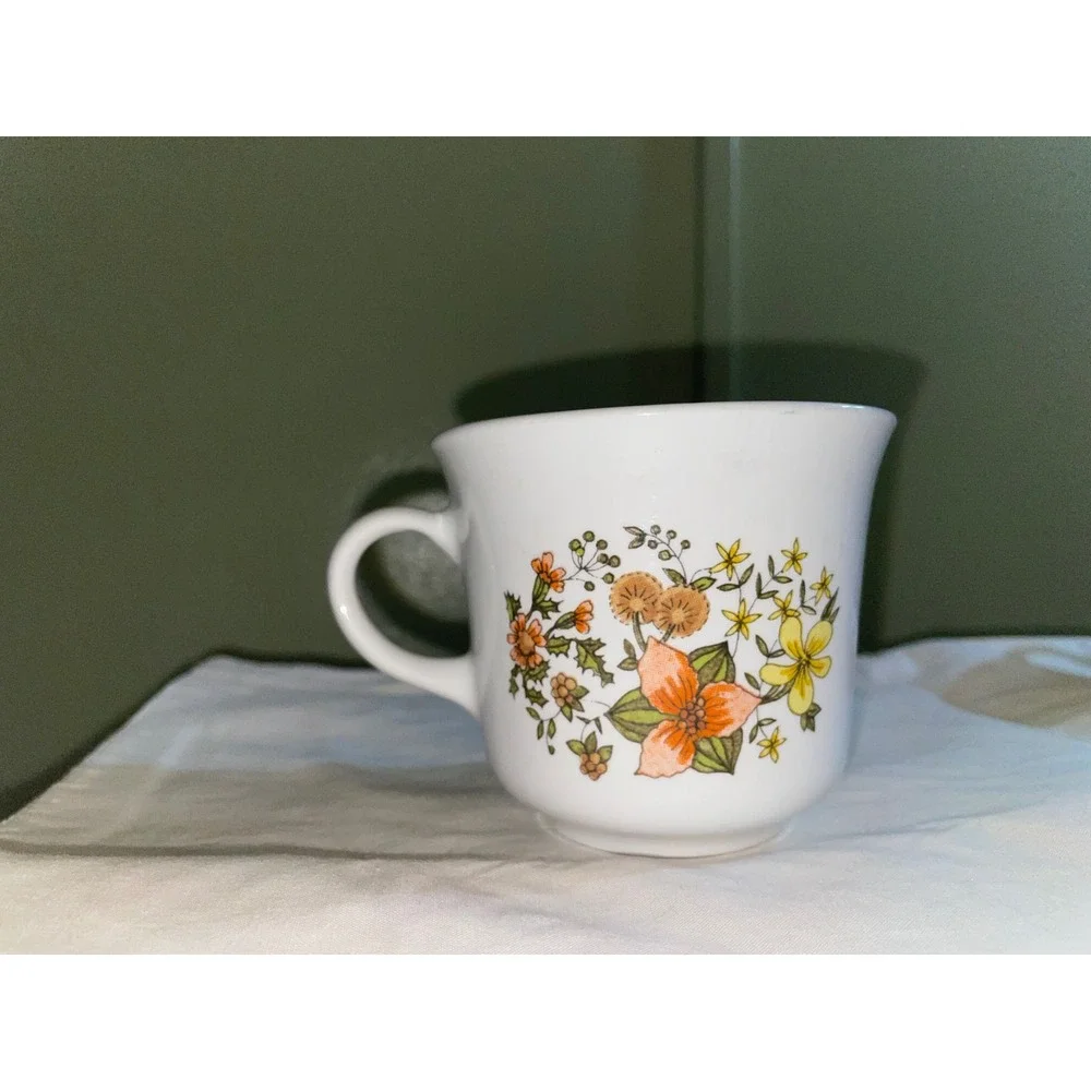 Corelle Indian Summer Tea Cup and Saucer Set of 6 Vintage Corning Vitrelle USA